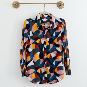 Boden Geometric Silk Shirt 8